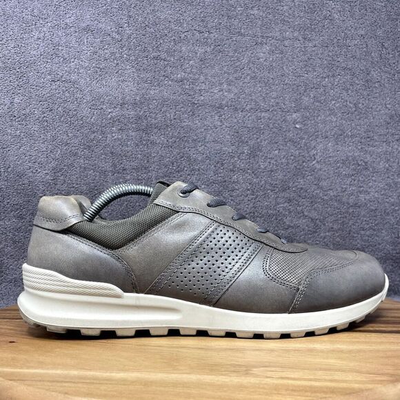ECCO CS20 Premium Gray Leather Men's Sz EU 44 US 10-10.5 Trainer Sneaker Shoes - Picture 1 of 9